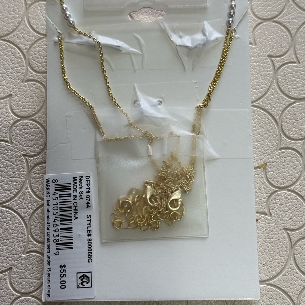 Unwritten Heart Necklace Set - Gold plated - Mother of Pearl - NEW - Picture 3 of 4